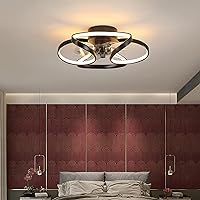 Ceiling Fan with Lighting Led Light, Modern Ceiling Lights, Dimmable with Remote Control and App, Dimming Ceiling Lamp with Fan for Living Room Bedroom Office/Black/45Cm / 45W