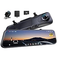 P12 Pro 4K Mirror Dash Cam, 12'' Rear View Mirror Camera Smart Driving Assistant w/ADAS and BSD,2160P Front and Rear Camera,Voice Control,Night Vision,Parking Monitoring,Free 32GB Memory Card