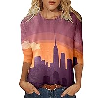 Y2K Tops Grunge Oversized Women Daily Three Quarter Sleeve Casual Round Neck Full Print Loose Long Sleeve T Sh