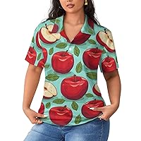 Red-Apples Womens Polo Shirts Golf Straight Shirts Casual Tennis Shirts Short Sleeve Tee Tops for Work Business