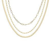 PAVOI 14K Gold Plated Dainty Layering Necklaces for Women | Snake Chain, Curb Link, Paperclip Layered Chains | Trendy Layering Necklace