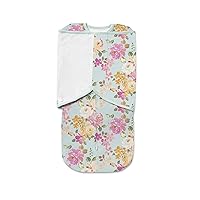 BreathableBaby 3-in-1 Swaddle Trio — Watercolor Bloom Aqua — Premium Activewear Jersey Knit — 0-4 Months — Newborn to 16 lbs — 3 Position Swaddle Sack for Safe Sleep — Arms Up, Arms Down, Arms Out