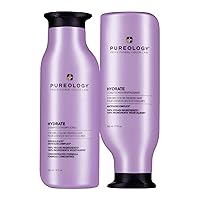 Pureology Hydrate Moisturizing Shampoo and Conditioner Set | Softens and Deeply Hydrates Dry Hair | For Medium to Thick Color Treated Hair | Sulfate-Free | Vegan
