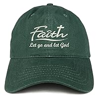Trendy Apparel Shop Let Go and Let God Embroidered Brushed Cotton Dad Hat Ball Cap - Hunter