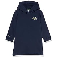 Lacoste Girls' One Size Long Sleeve Embroidered Croc Hoodie Dress