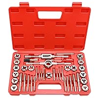 40-Piece Premium Tap and Die Set, Metric Screw Threads M3, M4, M5, M6, M7, M8, M10, M12, Both Coarse and Fine Types | Essential Threading Tool Kit with Complete Handles, Accessories and Case