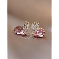 Earrings for Women- Rhinestone Heart Stud Earrings Birthday Valentine's Day