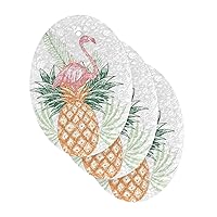 ALAZA Vintage Pink Flamingo on Pineapple Natural Sponge Kitchen Cellulose Sponges for Dishes Washing Bathroom and Household Cleaning, Non-Scratch & Eco Friendly, 3 Pack