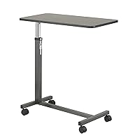 Drive Medical 13067 Adjustable Non Tilt Top Overbed Table With Wheels for Hospital and Home Use, Standing Desk, Walnut
