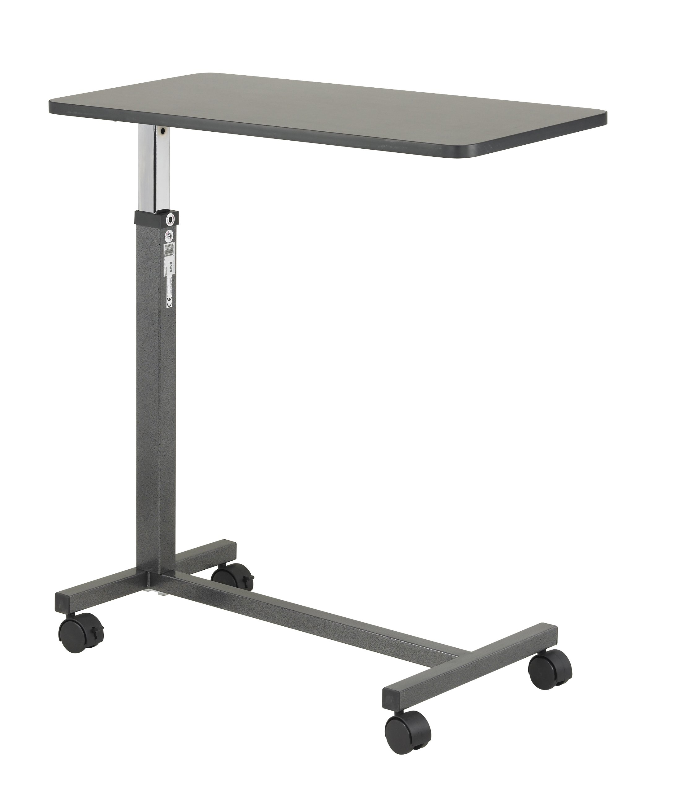 Drive Medical 13067 Adjustable Non Tilt Top Overbed Table with Wheels for Hospital and Home Use & 11148-1 Folding Steel Bedside Commode Chair