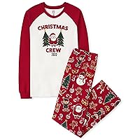 The Children's Place Kids' Adult Christmas Pajamas, Fleece