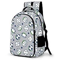 Football Basketball and Rugby Laptop Backpack Durable Computer Shoulder Bag Business Work Bag Camping Travel Daypack