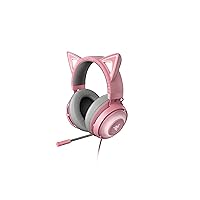 Razer Kraken Kitty - Gaming Headset (The Cat Ear Headset with RGB Chroma Lighting, Microphone with Active Noise Reduction, THX Spatial Audio, Controls on The Ear Cup) Pink/Quartz