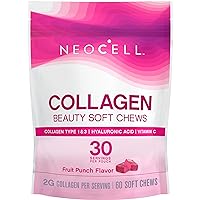 Collagen Beauty Soft Chews with Vitamin C and Hyaluronic Acid, For Hair, Skin and Nail Health, Fruit Punch, Soft Chews, 60 Count, 1 Bag