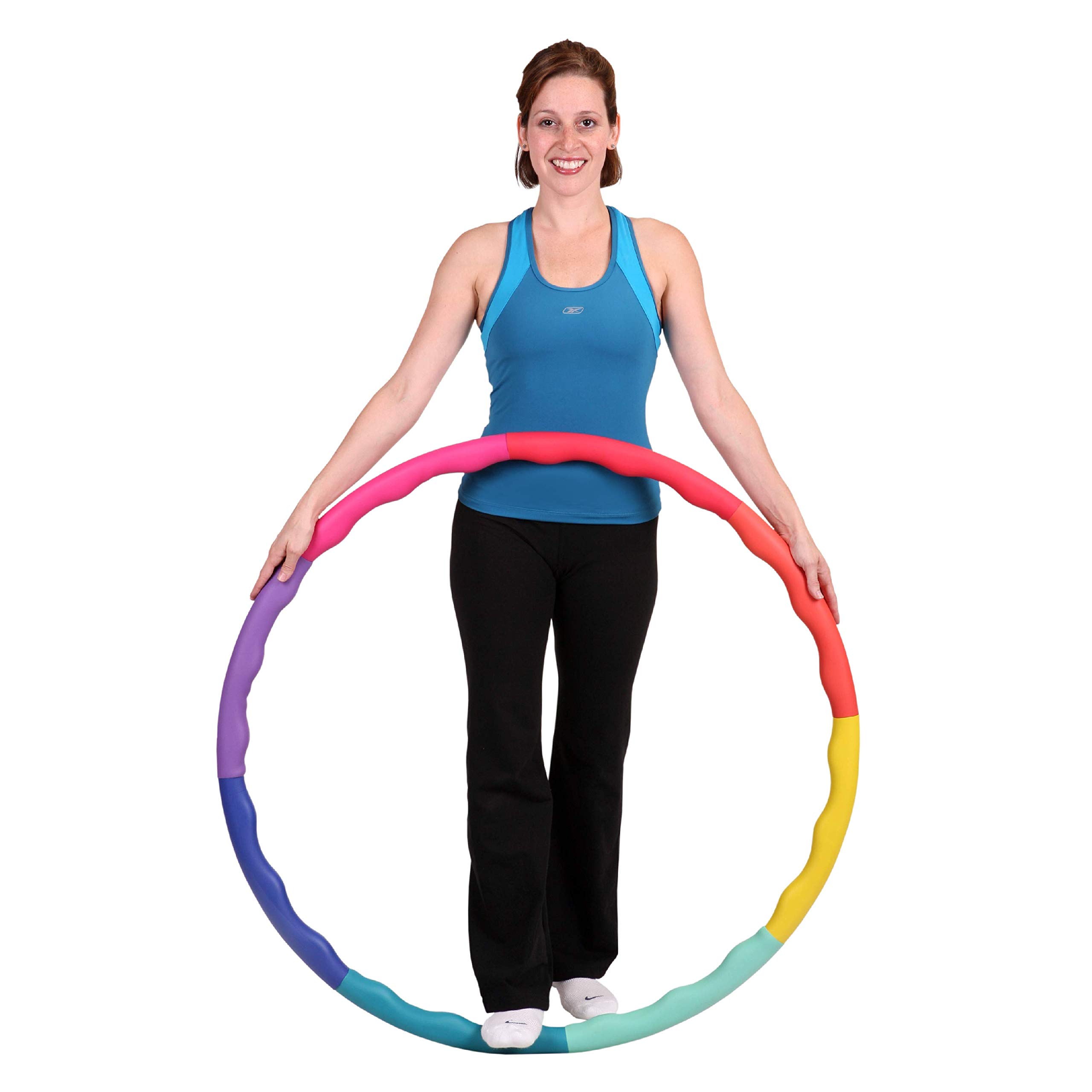 Sports Hoop Weighted Hula Hoop, ACU Hoop 3M - 3.2lb Medium, Weight Loss Fitness Exercise with Wavy Ridges (Rainbow Colors)