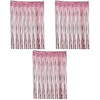 3 pcs for Year Rose Cloth Party Foil Christmas Wedding Decor Holiday Gold Decorations Birthday New Drop Curtains Rain Booth * Xmas Background Shiny Bachelorette Metallic Fringe ( Color : Pink , Size :