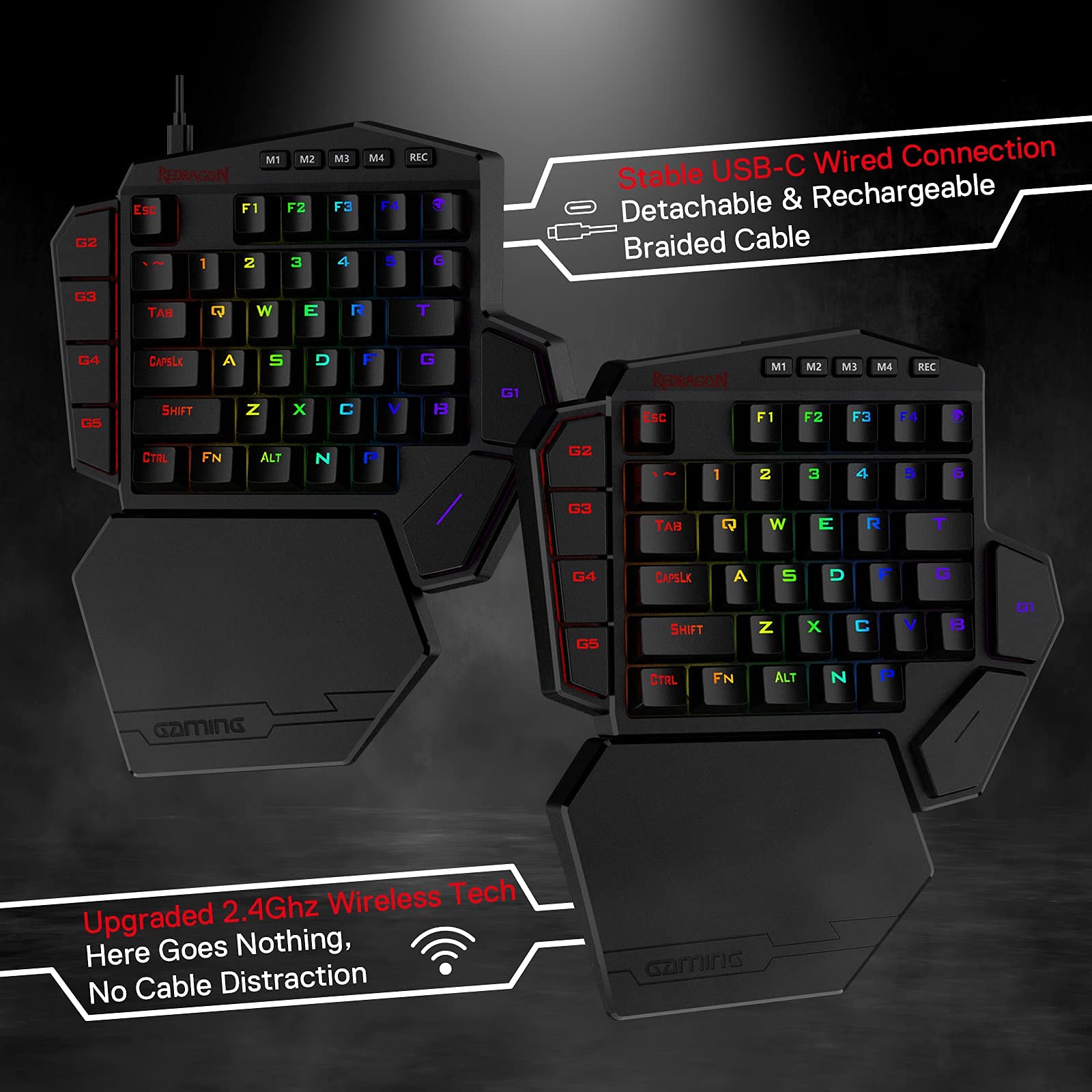 Redragon M908 RGB Mouse K585 Wireless Half Keyboard Bundle