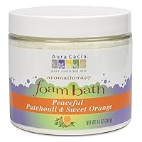 Aura Cacia Aromatherapy Foam Bath, Peaceful Patchouli and Sweet Orange, 14 ounce jar