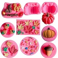 Pumpkin Silicone Mold Fall Thanksgiving Theme Silicone Fondant Mold,3D Pumpkin Fall Maple Leaves Pine Cone Chocolate Molds, DIY Tools Cake Decorating Baking Supplies Fall Party