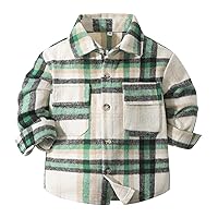 Toddler Baby Boys Girls Flannel Plaid Shirts Jacket Button Down Lapel Coats Long Sleeve Fall Winter Clothes