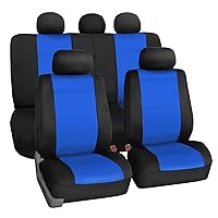 FH Group Car Seat Covers Full Set Neoprene - Universal Fit,Automotive Seat Covers,Low Back Front Seat Covers,Airbag Compatible,Split Bench Rear Seat,Washable Car Seat Cover for SUV, Sedan Blue
