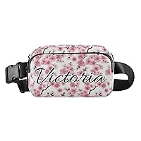 Custom Cherry Blossom Pink Fanny Packs for Women Men Personalized Belt Bag with Adjustable Strap Customized Fashion Waist Packs Crossbody Bag Waist Pouch for Casual Cycling