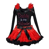 Petitebella Daddy Is My Valentine Dress Black L/s Cotton Shirt Red Black Skirt Girl Set 1-8y