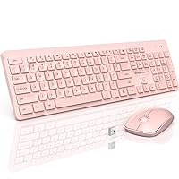 Wireless Keyboard and Mouse Set, 2.4GHz Ultra-Slim USB Keyboard and Mouse Wireless, Water-Dropping Keycaps, 12 Shortcuts, Keyboard Mouse Combo for PC Laptop Windows XP/7/8/10, Vista, Mac (Pink)