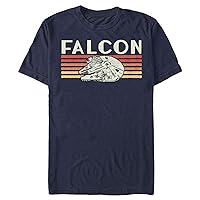 Star Wars Men's Falcon Sunset Stripes Retro T-Shirt, Black, X-Large
