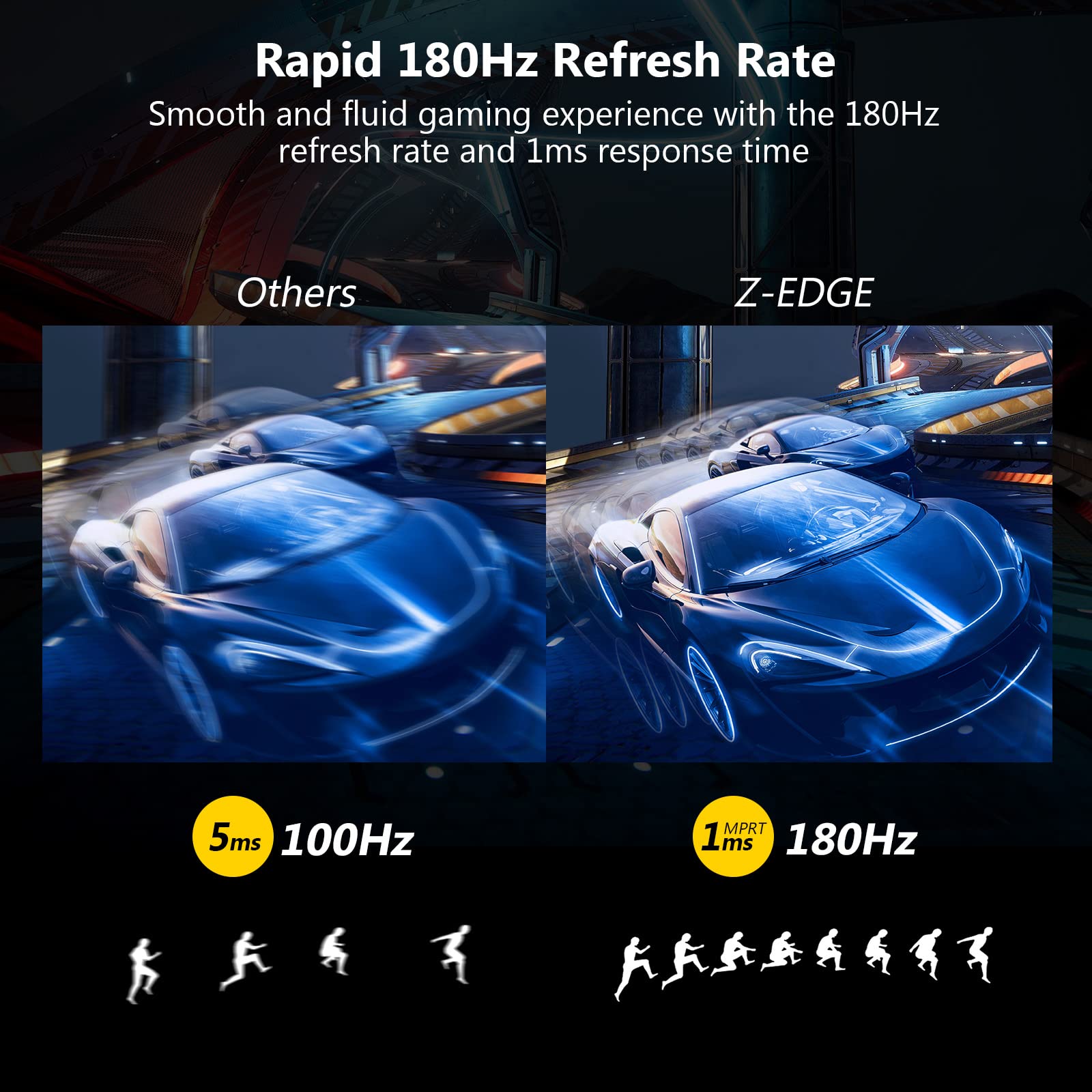 Z-Edge UG24 24-inch Gaming Monitor 180Hz Refresh Rate, 1ms MPRT, FHD 1080 , R1650 Curved, AMD Freesync Premium Display