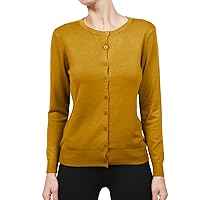 NE PEOPLE Women's Knit Cardigan – Long Sleeve Basic Button Down Crewneck Casual Stretch Sweater Knitted Ribbed Hem
