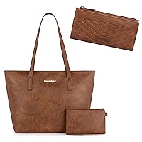 Montana West Vegan Leather Tote Bags and Minimalist Credit Card Wallet Set