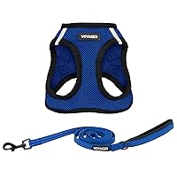 Voyager Step-In Air All Weather Mesh Harness and Reflective Dog 5 ft Leash Combo with Neoprene Handle, For Small, Medium and Large Breed Puppies by Best Pet Supplies - Royal Blue/Black Trim, XXX-Small