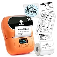 Phomemo M110 Mini Printer Sticker Maker, Bluetooth Portable Thermal Label Maker, for Jars, Price Tag, Logo, Address, Labeling, Mailing, Home, for Phone/Tablet/PC/Mac, with 100 Labels, Sunset Orange