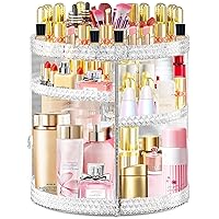 360 Rotating Makeup Organizers Countertop 7 Adjustable Layers Cosmetic Organizers Acrylic Makeup Organizers with 3 Layer Diamond Patterns Stand for Vanity and Bathroom