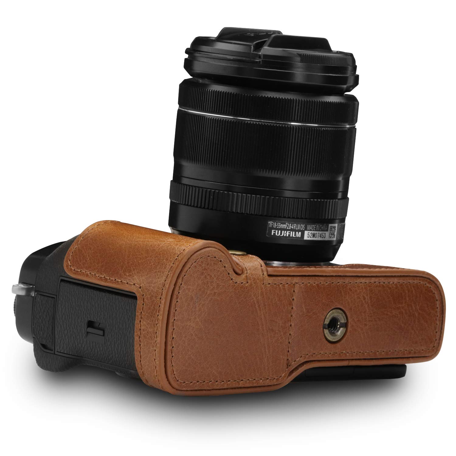 Mega Gear MG1553 X-T3 Ever Ready Genuine Leather Camera Half Case and Strap - Brown, Compact