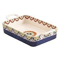 Bico Tunisian Stoneware Baking Dish, Lasagna Pan, Medium Rectangular Baking Pan, Casserole Dish, Microwave, Dishwasher and Oven Safe