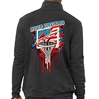 Basketball Hoop Zip Pullover - USA Flag Fleece Pullover - Cool Trendy Pullover