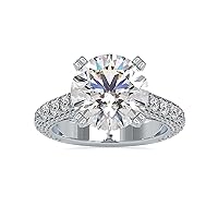 Riya Gems 8 CT Round Moissanite Engagement Ring Wedding Eternity Band Vintage Solitaire Halo Setting Silver Jewelry Anniversary Promise Vintage Ring Gift