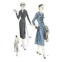 1950s Sewing Pattern, Women's Dress, Back Pleats, Black and White (V8760)
