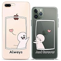 Matching Couple Cases Compatible for iPhone 15 14 13 12 11 Pro Max Mini Xs 6s 8 Plus 7 Xr 10 SE 5 Cartoon Slim fit Nice Love Clear Cover Always and Forever Design Flexible Cute Print BFF Funny
