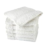 Luxury 6-Pack White Washcloths, 13x13 Inches, 100 Percent Cotton, Premium Quality, Durable, Soft and Extra-Absorbent Face Cloths, Quick Drying - Best for Bath, Kitchen, Spa and Gym Use