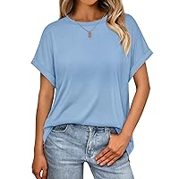 AUTOMET Women Tops Casual Basic T Shirts Loose Fit Crewneck Short Sleeve Summer Outfits