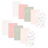 Hudson Baby Unisex Baby Cotton Flannel Burp Cloths, Pink Dainty Floral 10 Pack, One Size