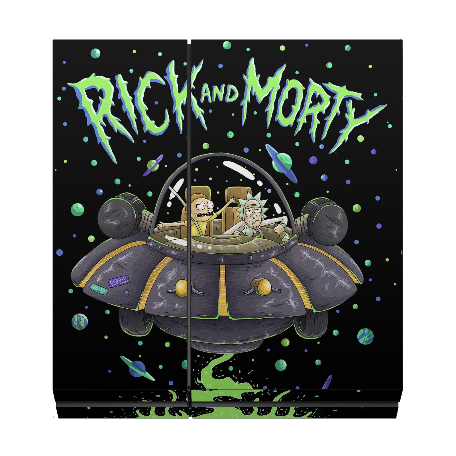 Head Case Designs Officially Licensed Rick and Morty The Space Cruiser Graphics Vinyl Sticker Gaming Skin Decal Cover Compatible with Sony Playstation 4 PS4 Console and DualShock 4 Controller Bundle