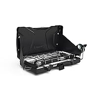 Coleman Triton 2-Burner Propane Camping Stove, Portable Camping Grill/Stove with Adjustable Burners, Wind Guards, Heavy-Duty Latch & Handle, 22,000 Total BTUs of Power for Camping, Tailgating, BBQ