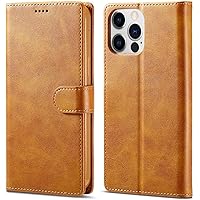 Case for iPhone 14/14 Plus/14 Pro/14 Pro Max, Premium Leather Folio Cover, Magnetic Closure Protective Wallet Flip with [Card Slots][Kickstand] (Color : Khaki, Size : 14 Pro Max 6.7