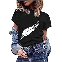 Shirts for Women Summer Crew Neck Short Sleeve T-Shirts Regular Casual Blouse Lightweight Breathable Athletic Tee Tops