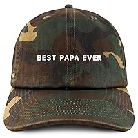 Trendy Apparel Shop Best Papa Ever One Line Embroidered Soft Crown 100% Brushed Cotton Cap