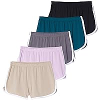 5 Pack: Girls' Dry-Fit Active Athletic Dolphin Shorts (Ages 4-16)